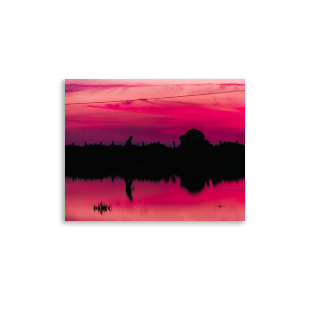 Salt lake, Pink sunset