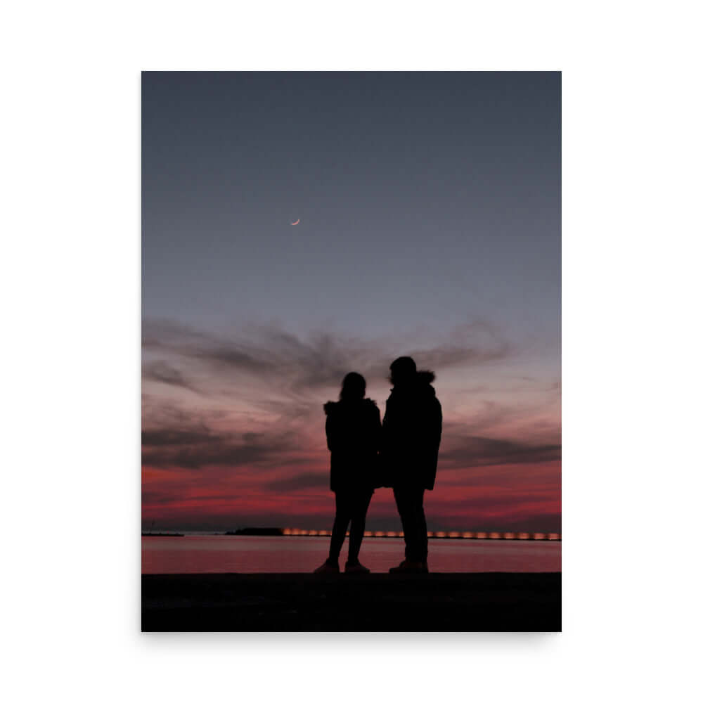 A couple's silhouette during sunset