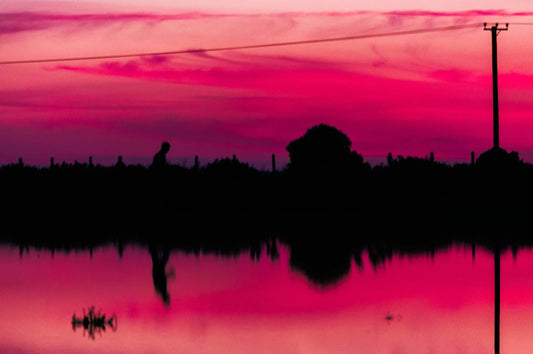 Salt lake, Pink sunset